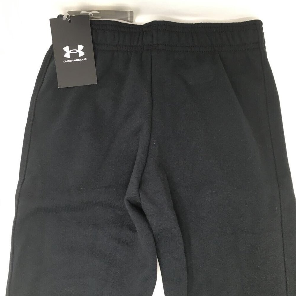Under Armour Boys Rival Fleece Jogger Pants Black Drawstring Waist Pockets S New - Picture 4 of 7